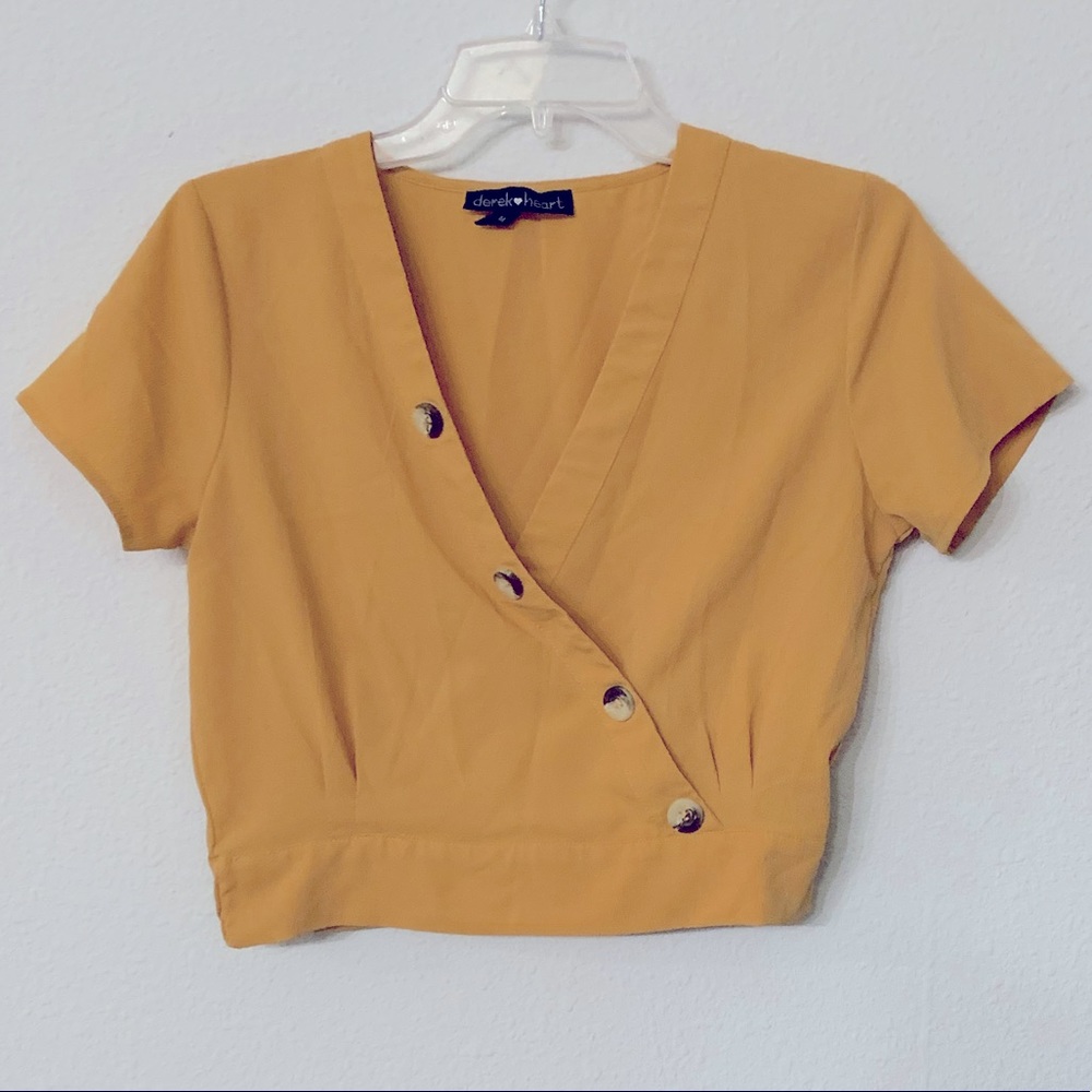 Mustard Faux Wrap Top